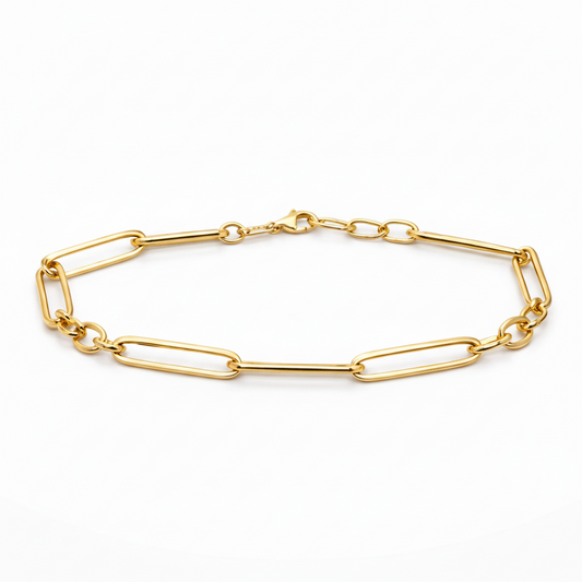 585 Gelbgold Armband – Paperclip Design – 18–20 cm