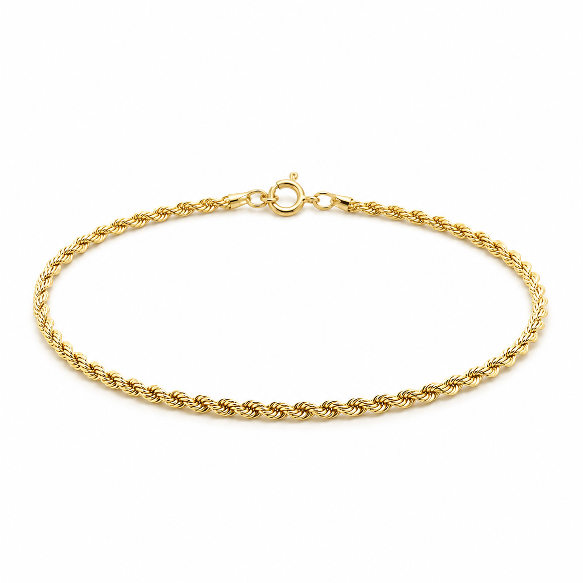 Damen Kordelarmband aus 585 Gelbgold 1,8 mm breit in Frontansicht