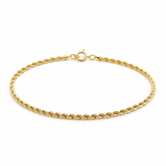 Damen Kordelarmband aus 585 Gelbgold 1,8 mm breit in Frontansicht