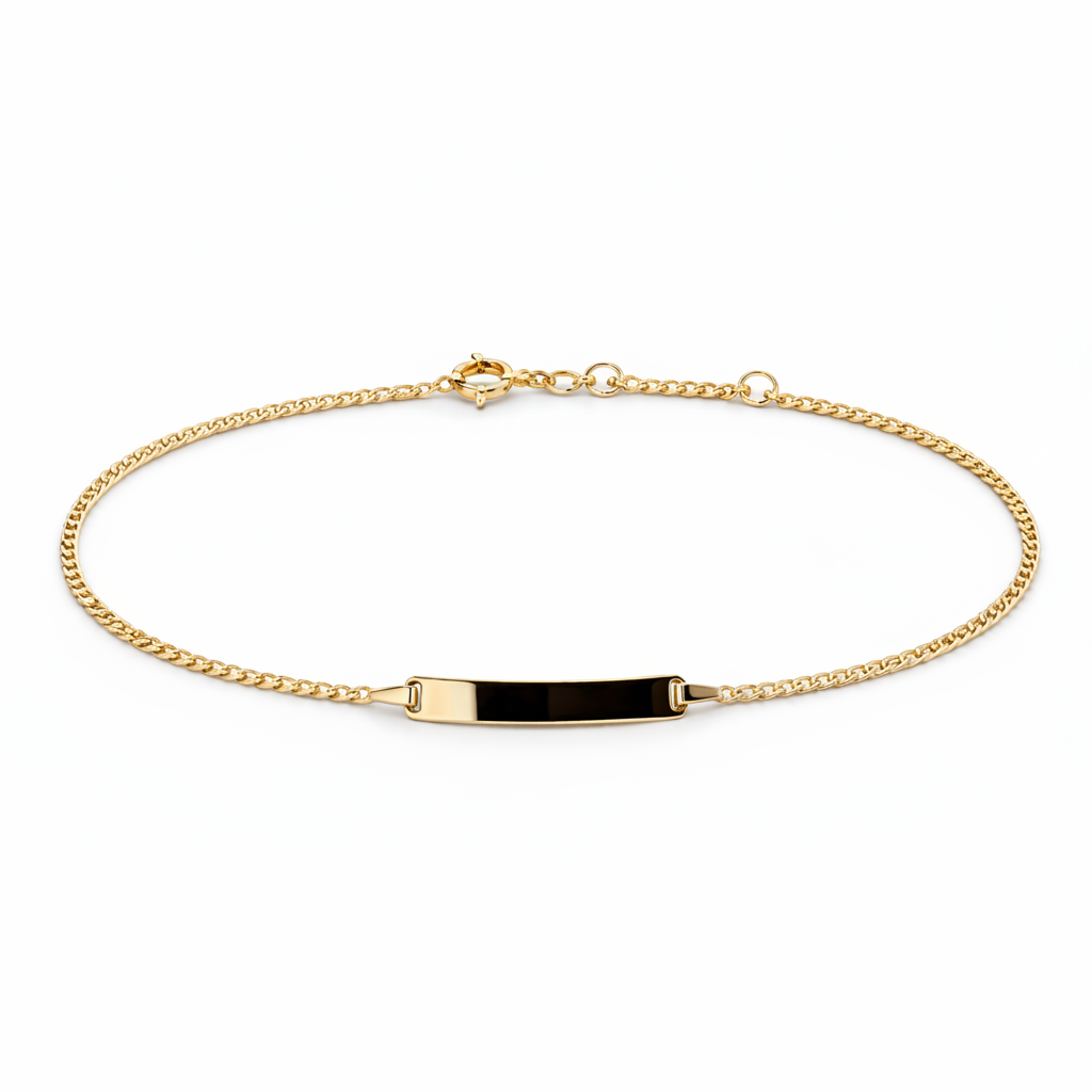 585 Gelbgold Babyarmband mit Gravurplatte (12/14cm)