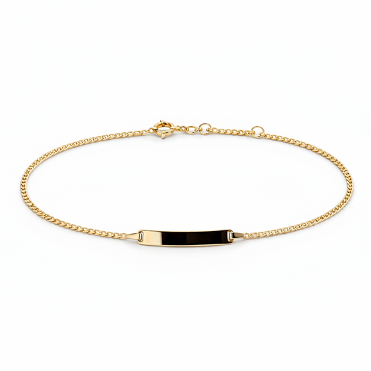 585 Gelbgold Babyarmband mit Gravurplatte (12/14cm)
