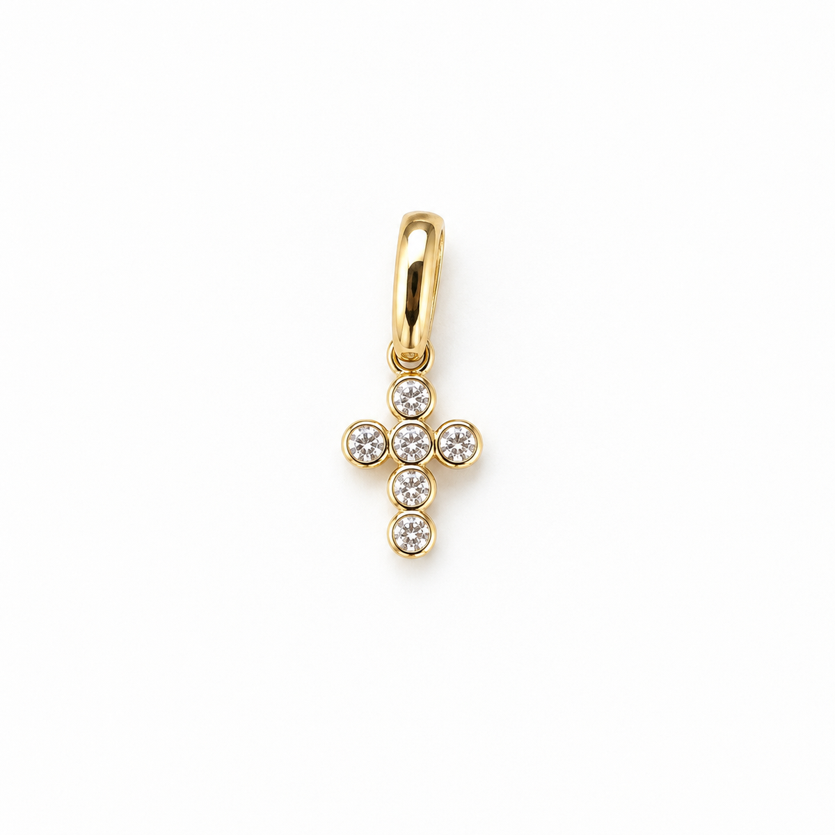 Kreuzanhänger 585/- Gelbgold mit Zirkonia