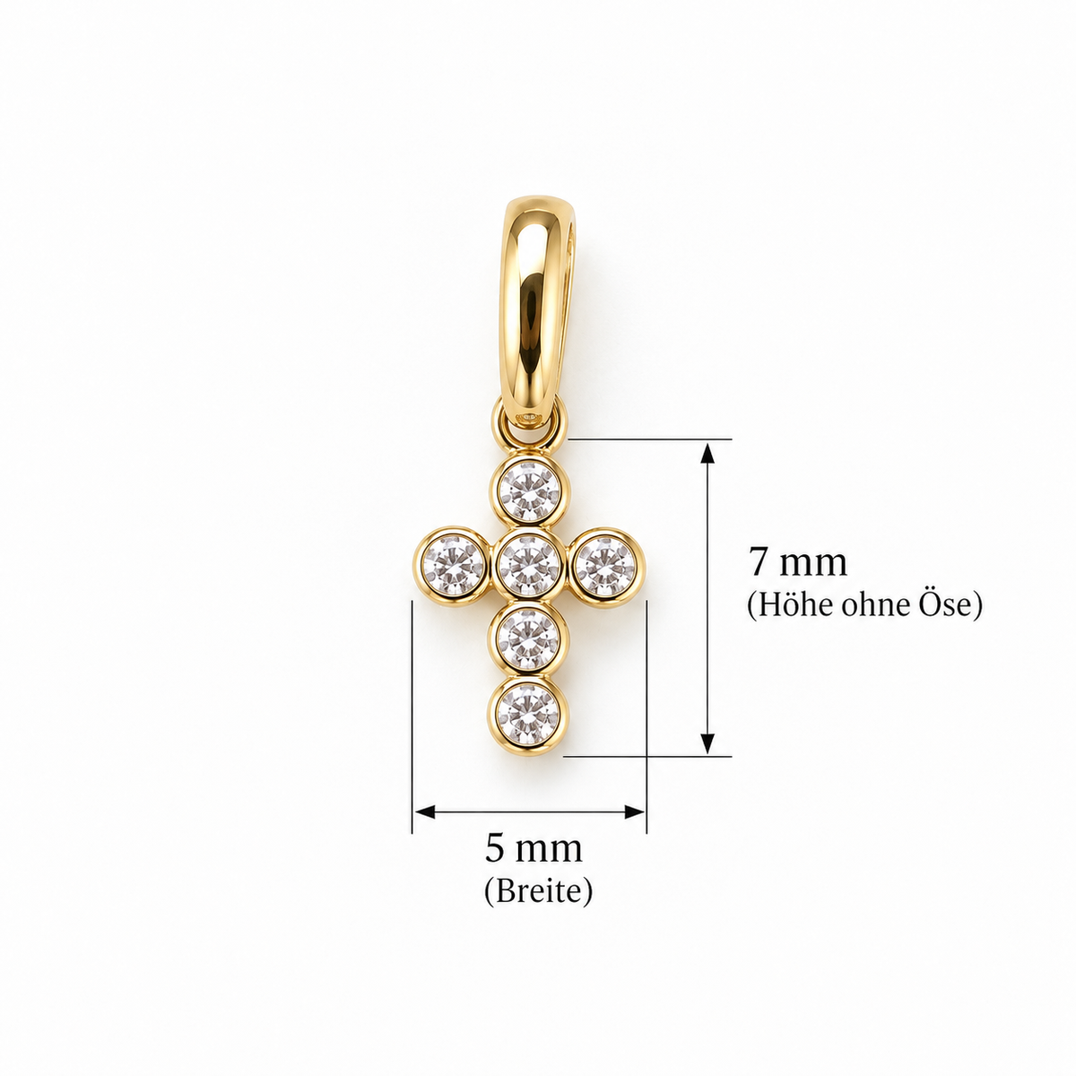 Kreuzanhänger 585/- Gelbgold mit Zirkonia