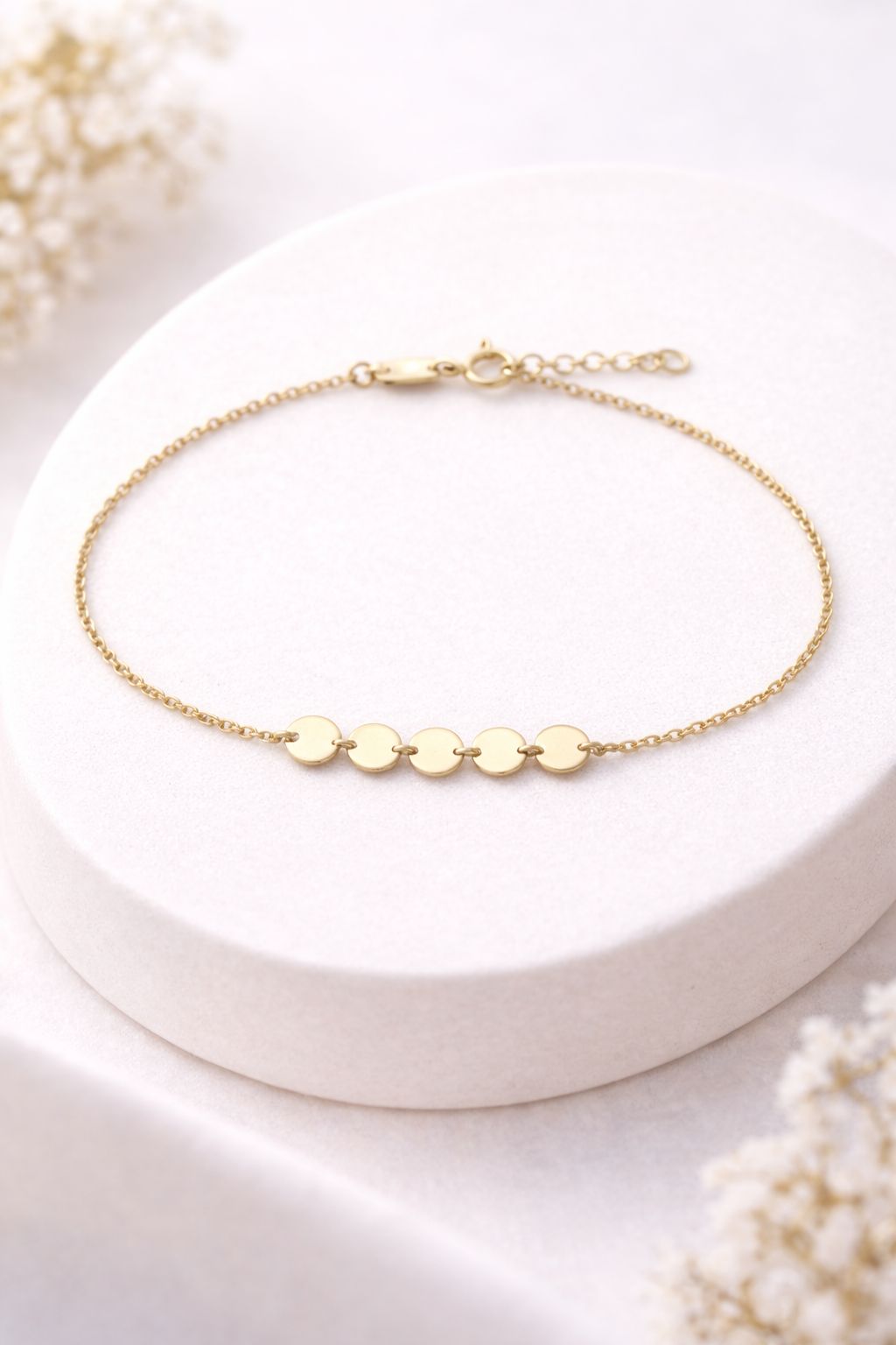 585 Gelbgold Armband mit polierten Plättchen