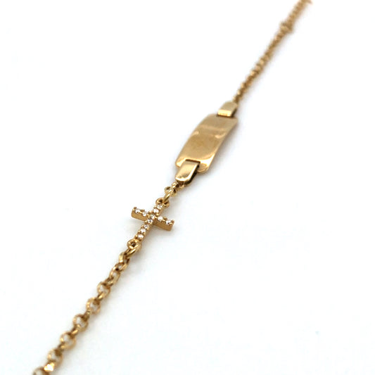 Armband 585/-Gold Kreuz Zirkonia