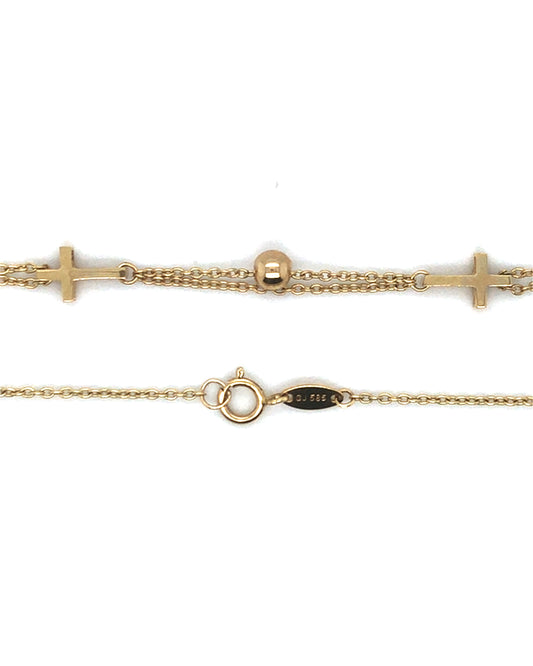 Armband 585/-Gold Kreuz & Kugel