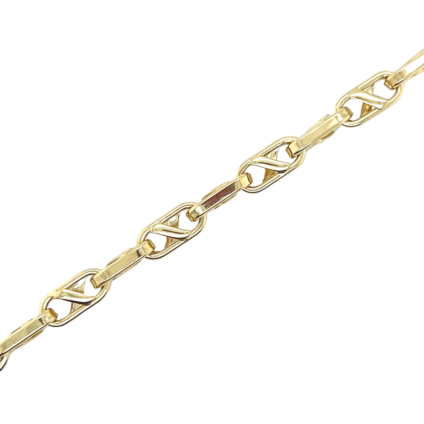 Unisex Mariner-Armband aus 585 Gold, 21 cm lang und 6,4 mm breit