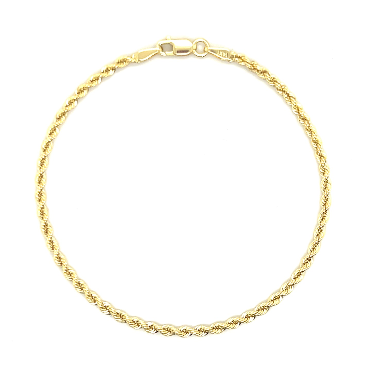 Filigranes Damen-Kordelarmband aus 585 Gold, 18,5 cm lang und 1,4 mm breit