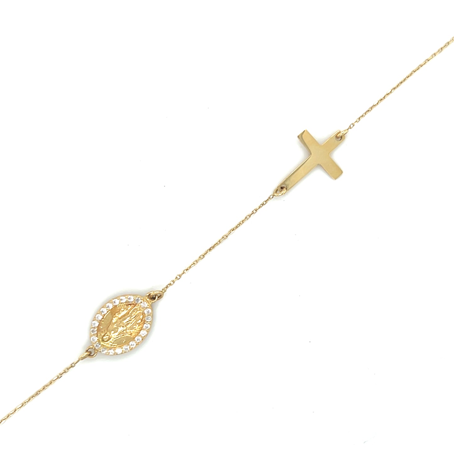 Armband 585/-Gold Kreuz & Maria Zirkonia