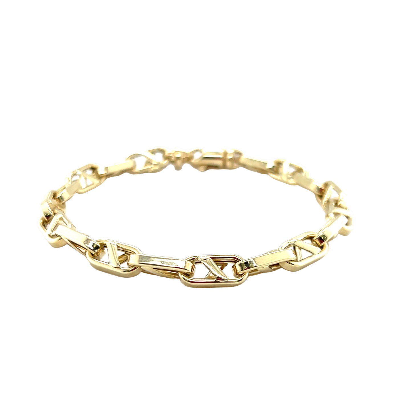 Unisex Mariner-Armband aus 585 Gold, 21 cm lang und 6,4 mm breit