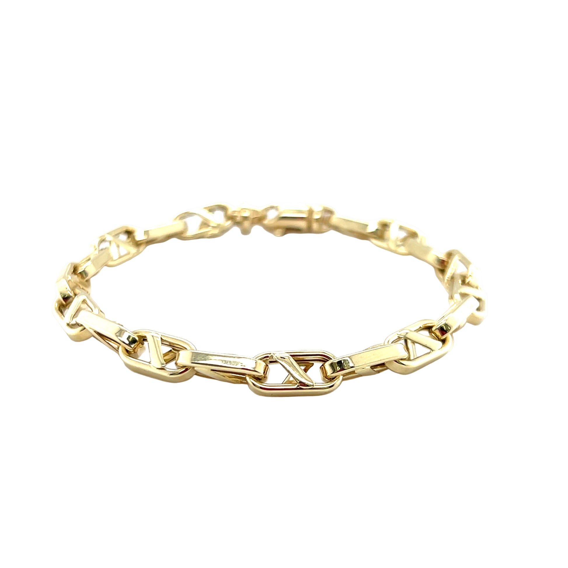 Unisex Mariner-Armband aus 585 Gold, 21 cm lang und 6,4 mm breit