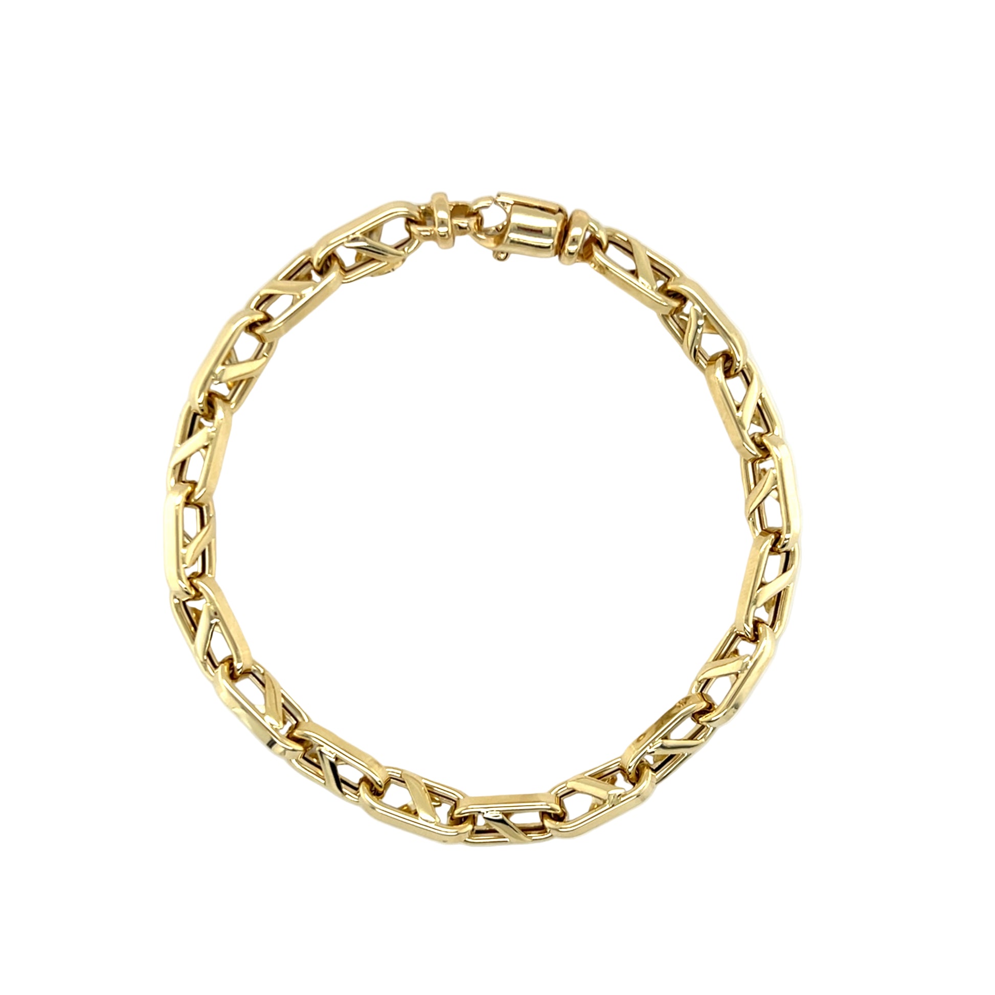 Unisex Mariner-Armband aus 585 Gold, 21 cm lang und 6,4 mm breit