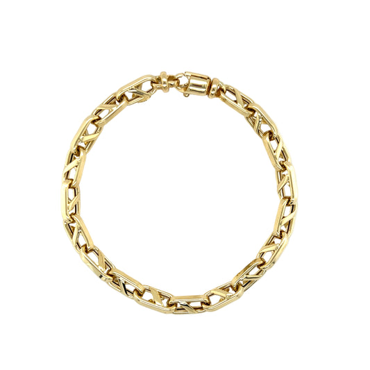 Unisex Mariner-Armband aus 585 Gold, 21 cm lang und 6,4 mm breit