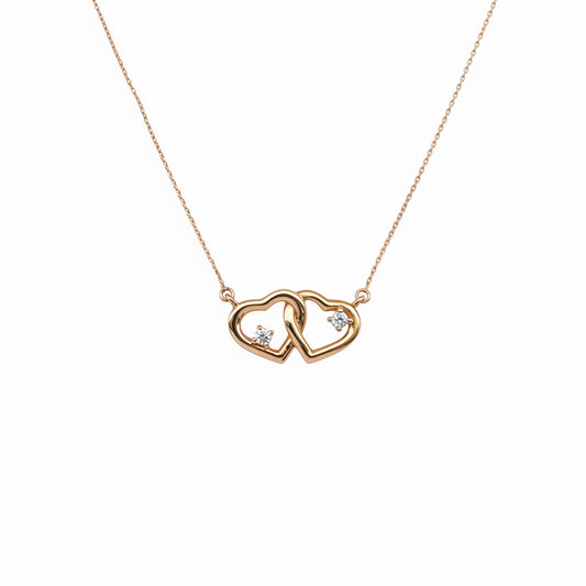 Rotgoldkette mit Herz-Anhänger und Brillanten aus 585er Gold