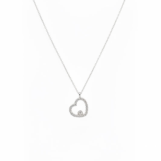 Weißgoldkette mit Herz-Anhänger und Brillanten aus 585er Gold
