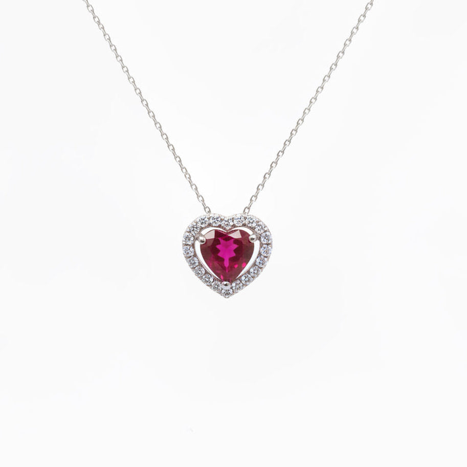 585er Weißgoldkette mit Rubin-Anhänger