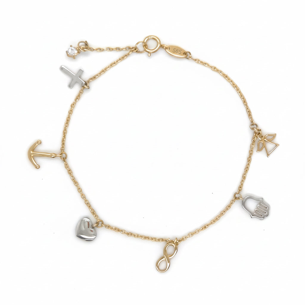 Federringverschluss und Verlängerung – Bettelarmband aus 585 Gold