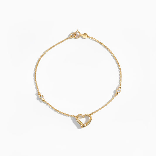 Goldarmband mit Herz aus 585 Gelbgold