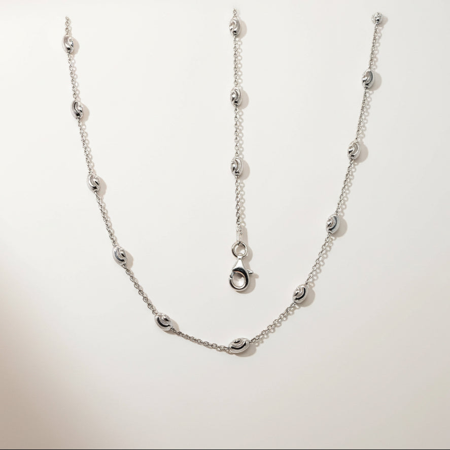 Silber Schmuckset Damen – Kette & Armband mit ovalen, diamantierten Kugeln