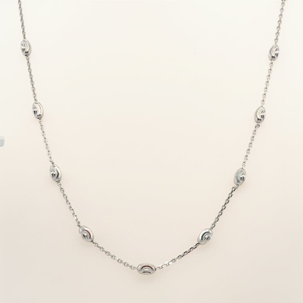 Silber Schmuckset Damen – Kette & Armband mit ovalen, diamantierten Kugeln