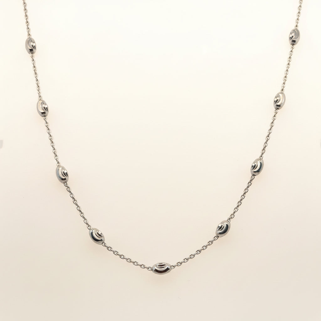 Silber Schmuckset Damen – Kette & Armband mit ovalen, diamantierten Kugeln