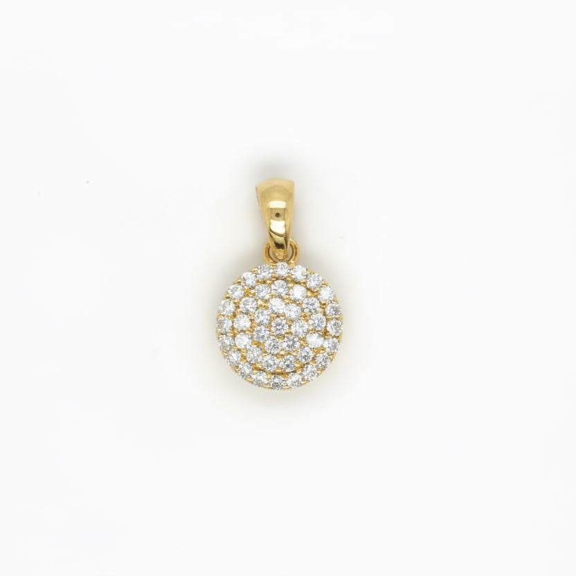 Runder Anhänger aus 585 Gelbgold mit Pavé Zirkonia Steinbesatz
