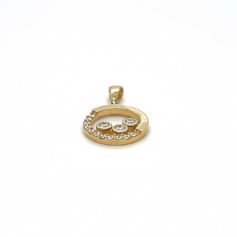 Runder Anhänger aus 585 Gelbgold mit Zirkonia