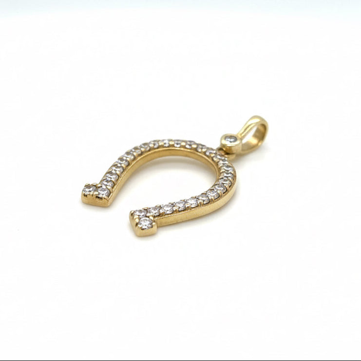 Gold Hufeisen Anhänger 585 mit Zirkonia – Glückssymbol