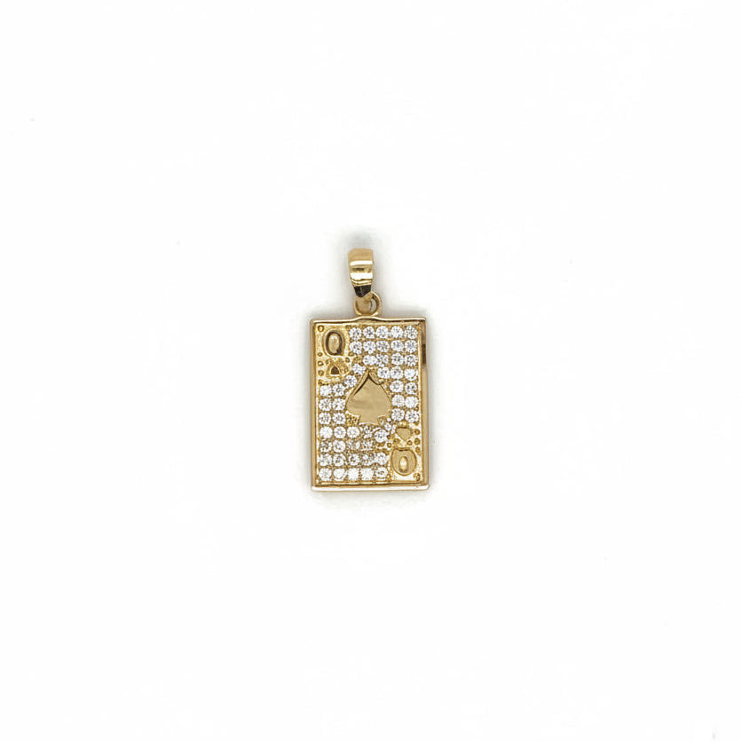 Spielkarten Anhänger aus 585 Gelbgold mit Zirkonia im rechteckigen Design