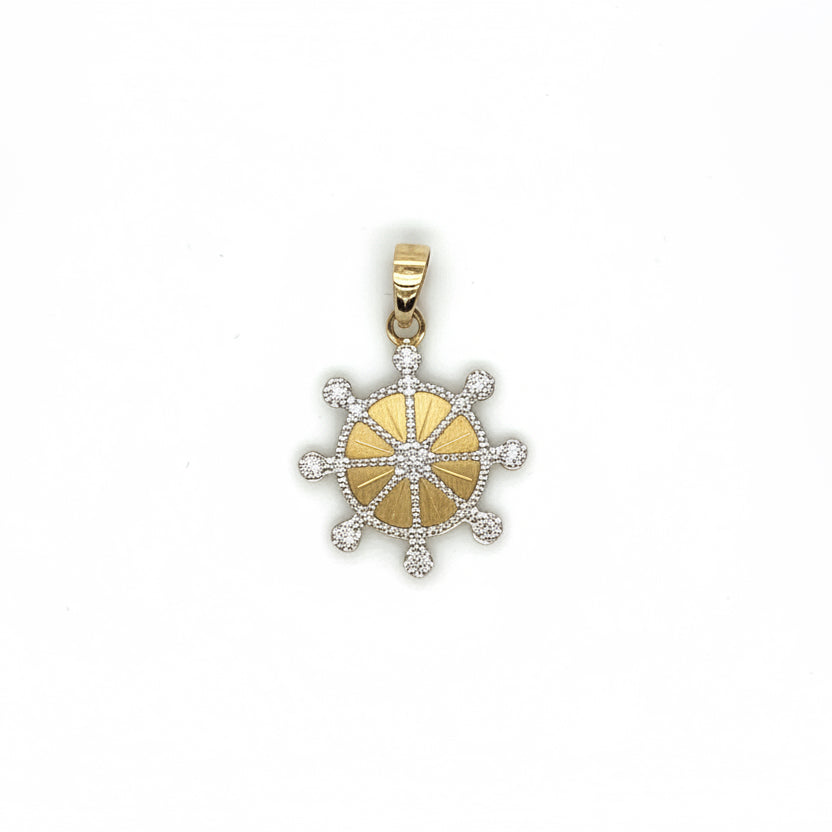 585 Gelbgold Anhänger Steuerrad bicolor 10 mm / 15 mm