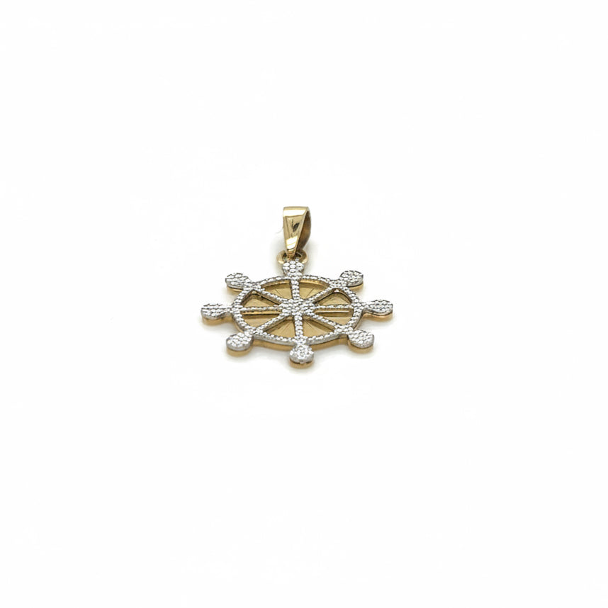 585 Gelbgold Anhänger Steuerrad bicolor 10 mm / 15 mm