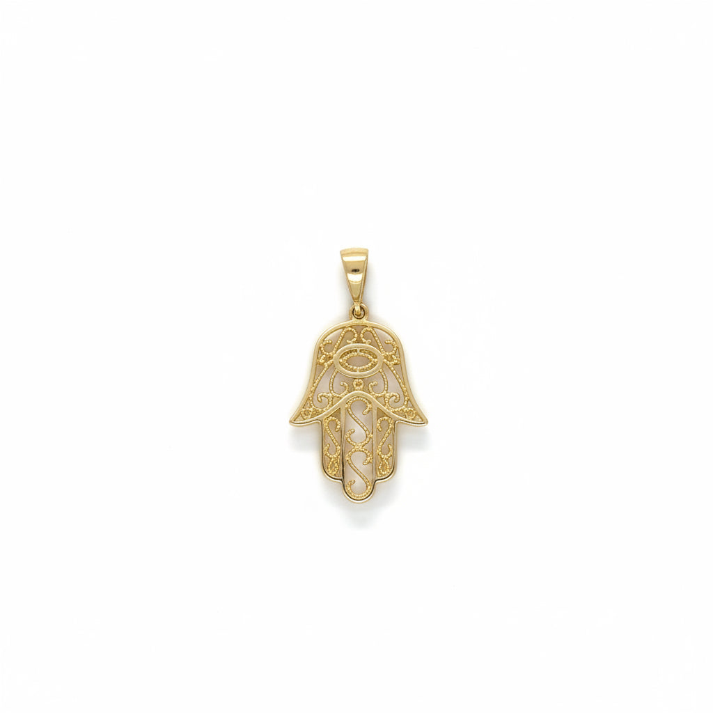 585 Gelbgold Anhänger Hand der Fatima filigran 24 mm