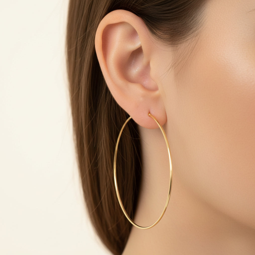 585 Gold Creolen 60 mm – Große Damen & Unisex Ohrringe