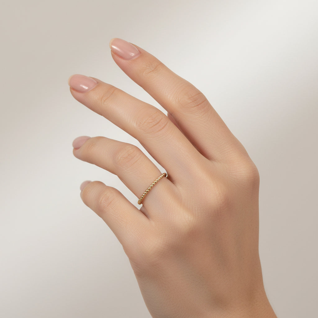 Ring 585 Gelbgold Kugelring – Feiner Beaded Ring schlicht & elegant