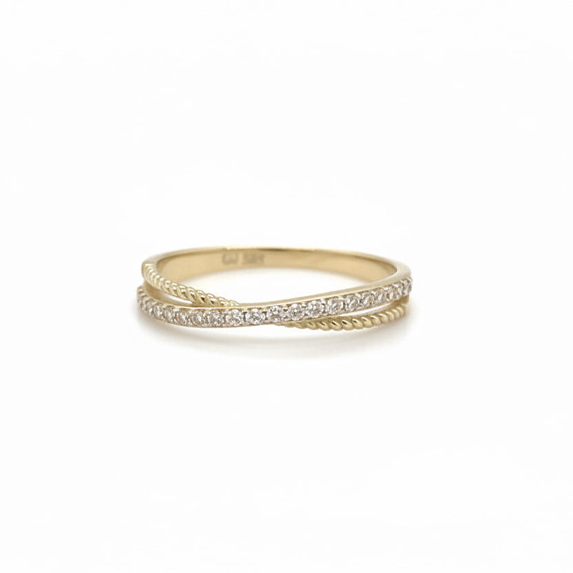 Ring 585 Gelbgold mit Zirkonia – Gedrehter Pavé Ring