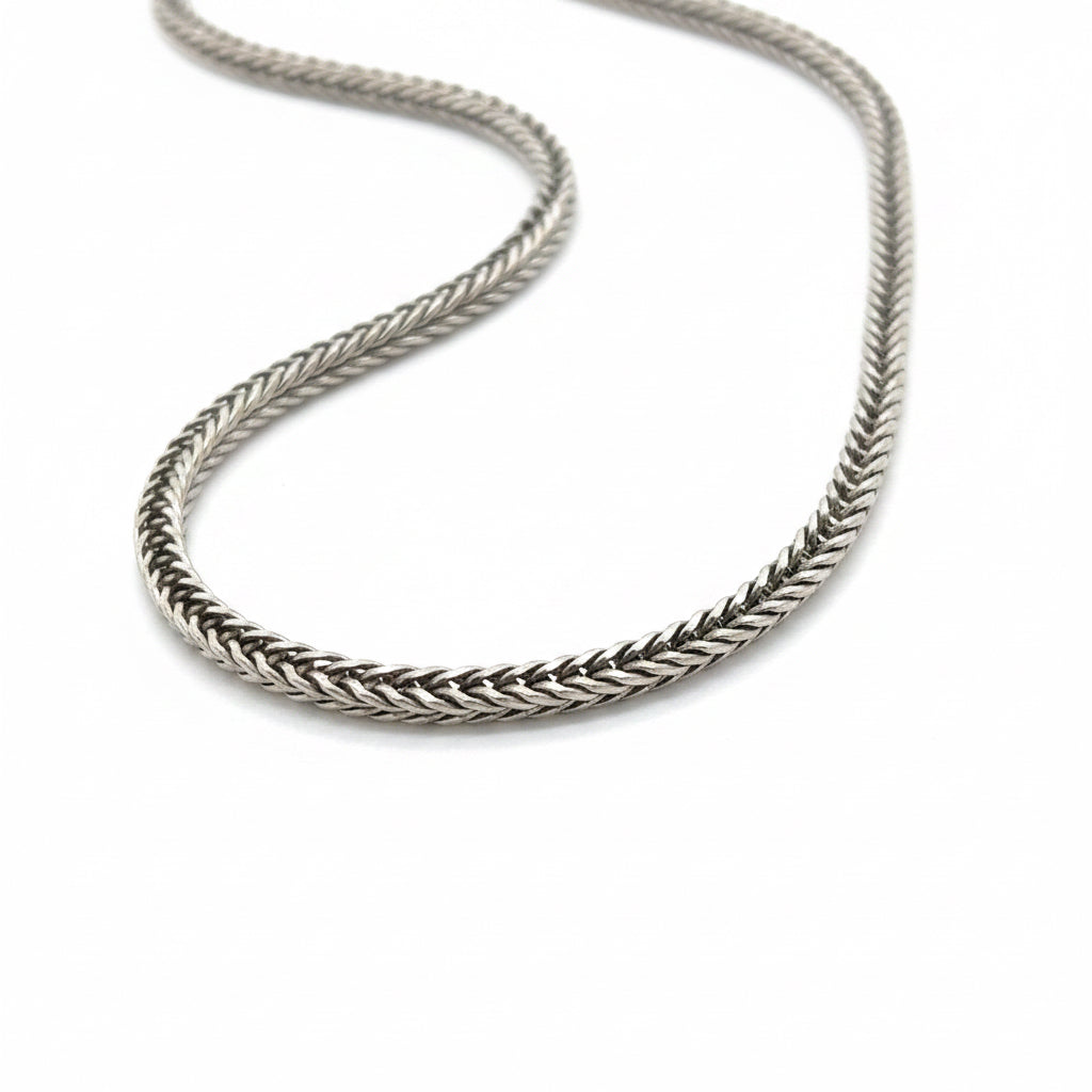Massive Silberkette 925 rhodiniert – 5 mm geflochtene Kette, kantiges Design Unisex