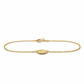 Feines Armband aus 585 Gelbgold mit polierter Gravurplatte und Federringverschluss in flacher Schrägansicht.
