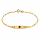 Kinderarmband aus 585 Gelbgold mit Gravurplatte und Figarokette – Frontansicht