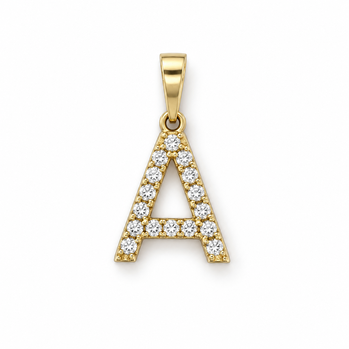 Buchstaben-Anhänger A aus 585 Gelbgold mit Zirkoniabesatz