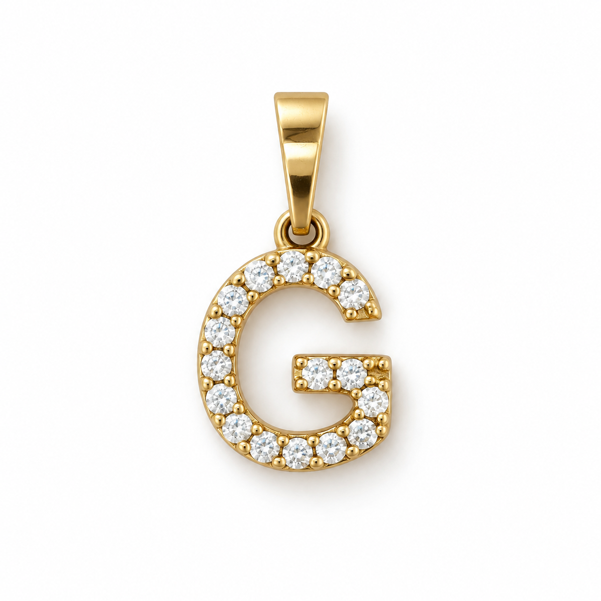 Buchstaben-Anhänger G aus 585 Gelbgold mit Zirkoniabesatz