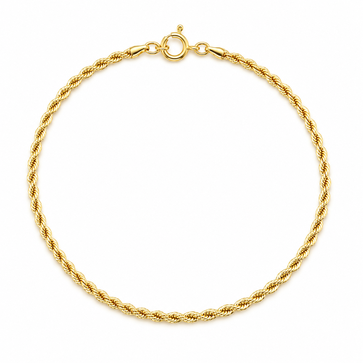 Kordelarmband 585 Gelbgold mit gedrehter Struktur in Draufsicht