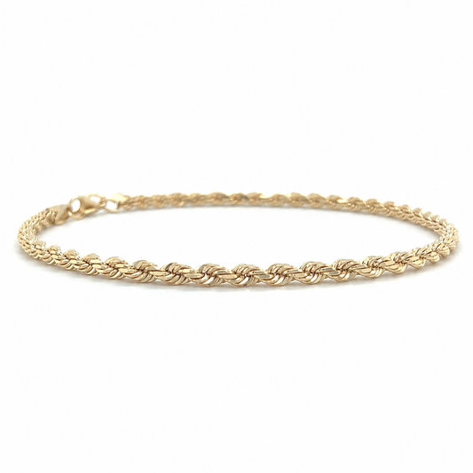 Damenarmband 585 Gelbgold Kordelarmband mit Karabinerverschluss