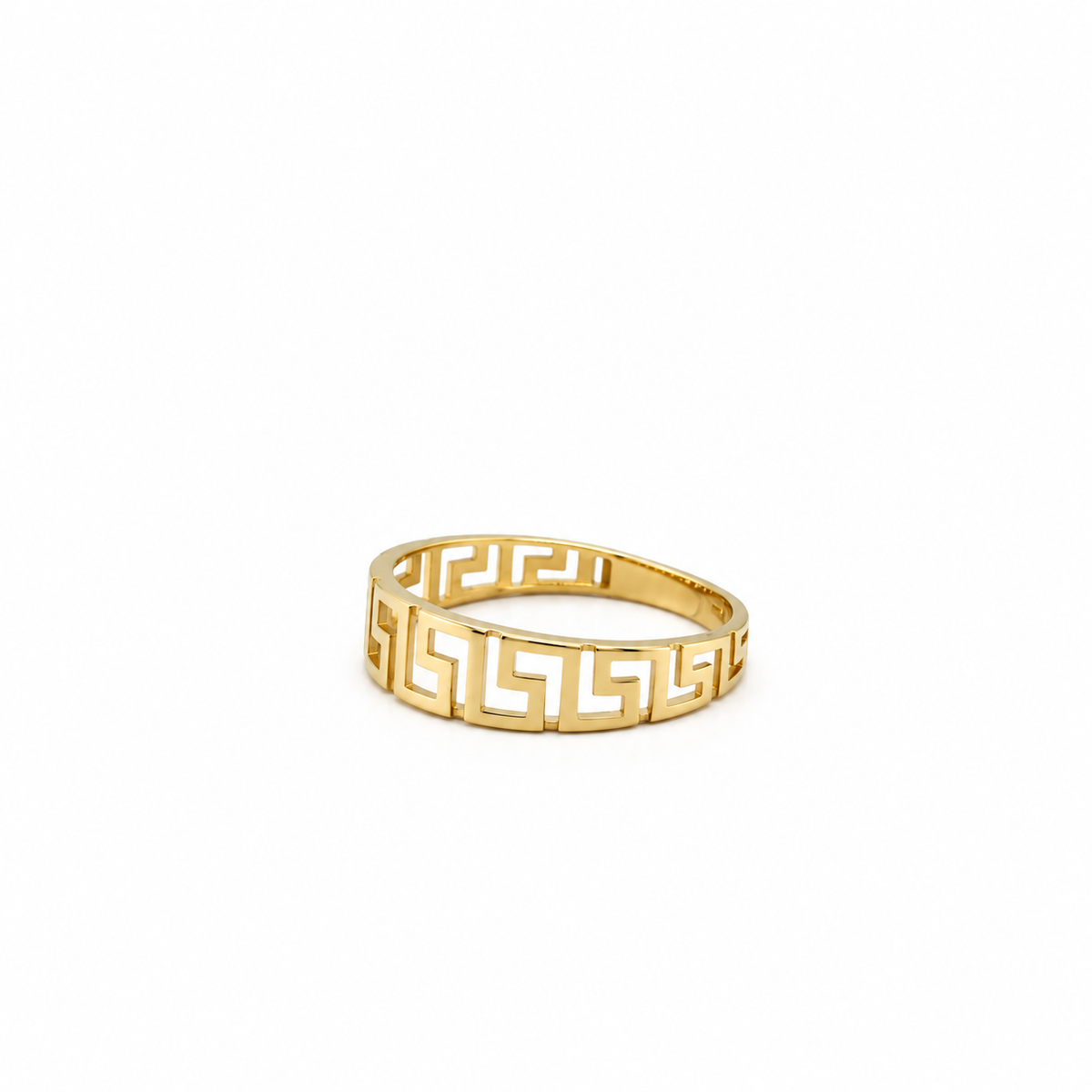Goldring Damen aus 585 Gelbgold mit durchbrochenem Muster in Schrägansicht