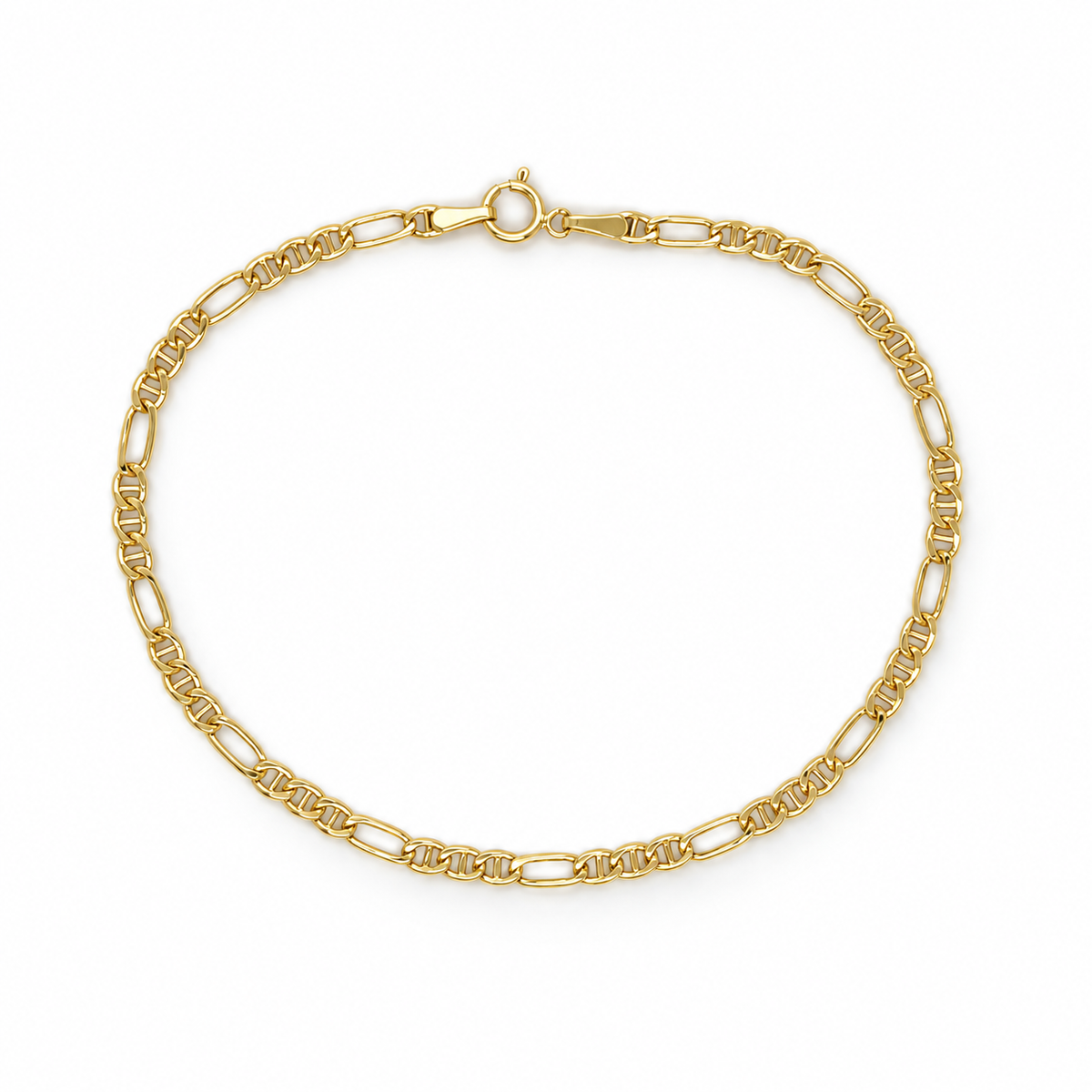 Größenverstellbares Figaroarmband aus 585 Gelbgold in Frontansicht