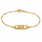 Gravierbares Babyarmband 585 Gold mit Figarokette und verzierter Gravurplatte – Frontansicht