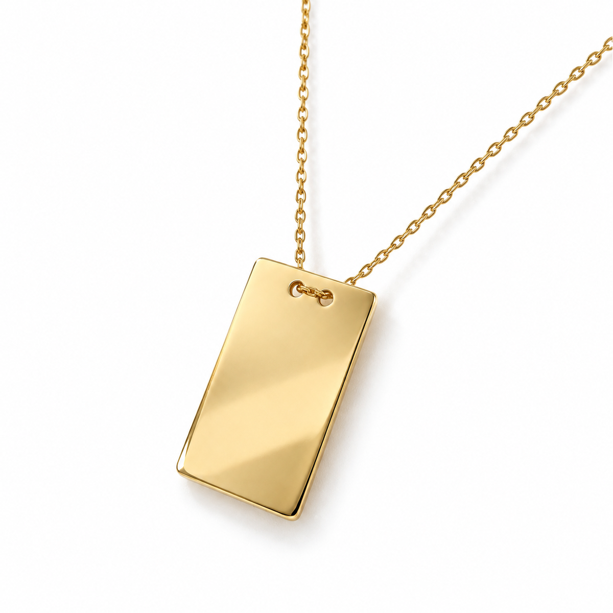 585 Gelbgold Kette mit Gravurplatte in rechteckiger Form