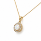 Runder 8 mm Zirkonia Anhänger aus 585 Gelbgold in schräger Ansicht