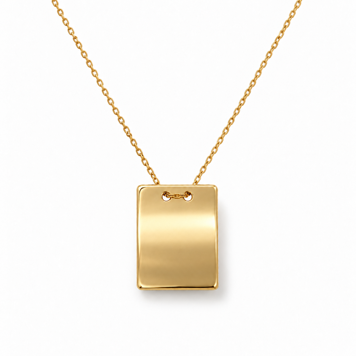 Kette mit rechteckiger Gravurplatte aus 585 Gelbgold