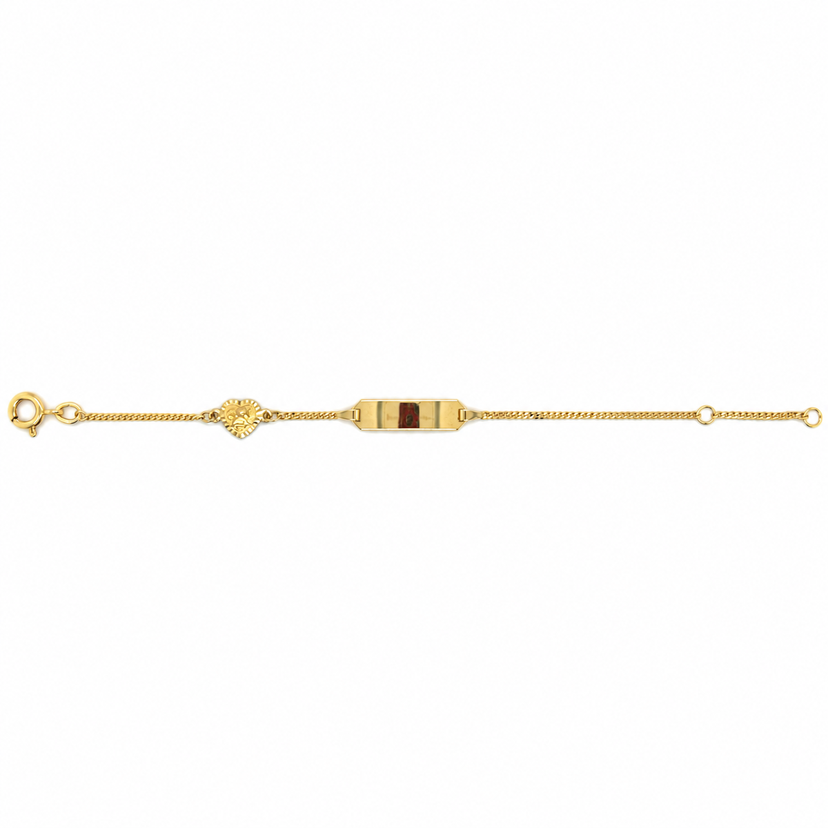 Kinderarmband 585/- Gelbgold mit Gravurplatte Panzermuster 