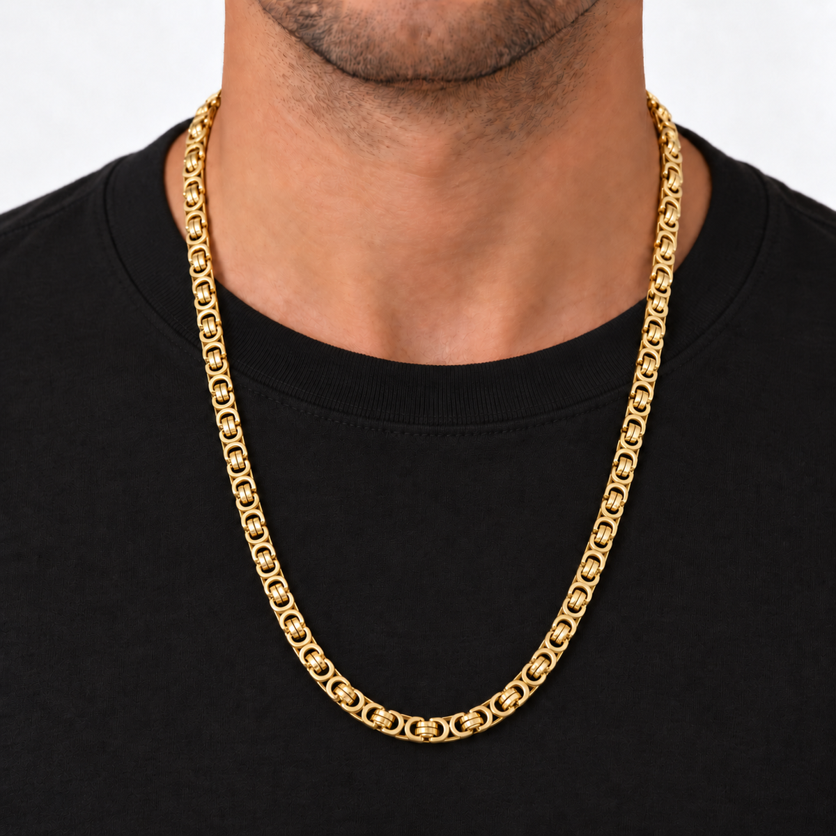 Herren Königskette aus 585 Gelbgold 65 cm 6 mm getragen